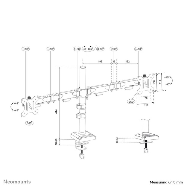 MONITOR ACC DESK MOUNT 10-32 /DUAL DS60-600BL2 NEOMOUNTS