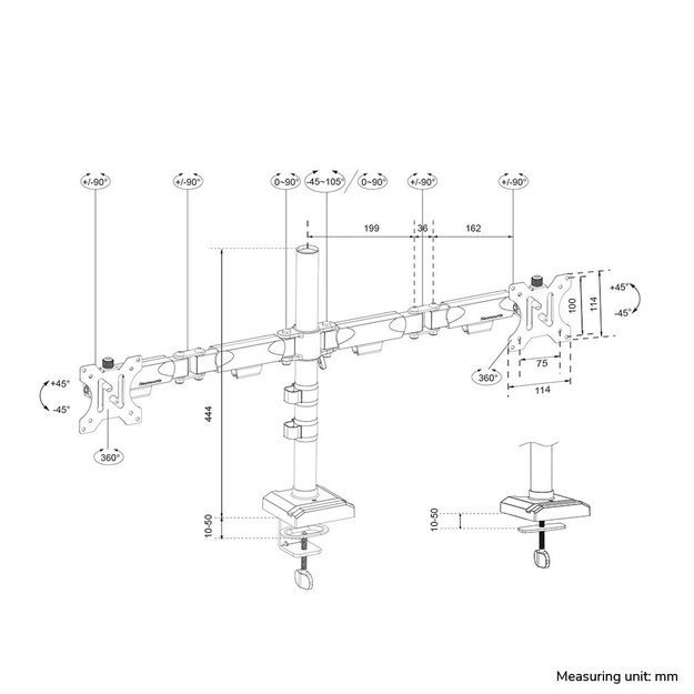 MONITOR ACC DESK MOUNT 10-32 /DUAL DS60-600BL2 NEOMOUNTS