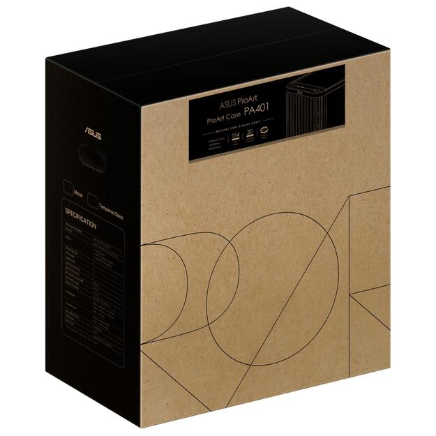 CASE MIDITOWER ATX W/O PSU/PROART PA401 WOOD MET PWM ASUS 27