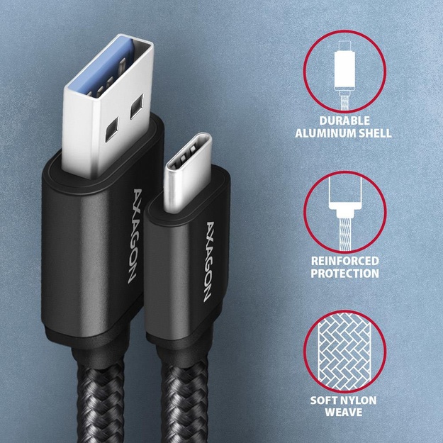 CABLE USB-C TO USB3.2 1.5M/BLACK BUCM3-AM15AB AXAGON