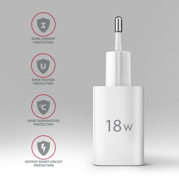 MOBILE CHARGER WALL USB 18W/1PORT WHITE ACU-QC18W AXAGON