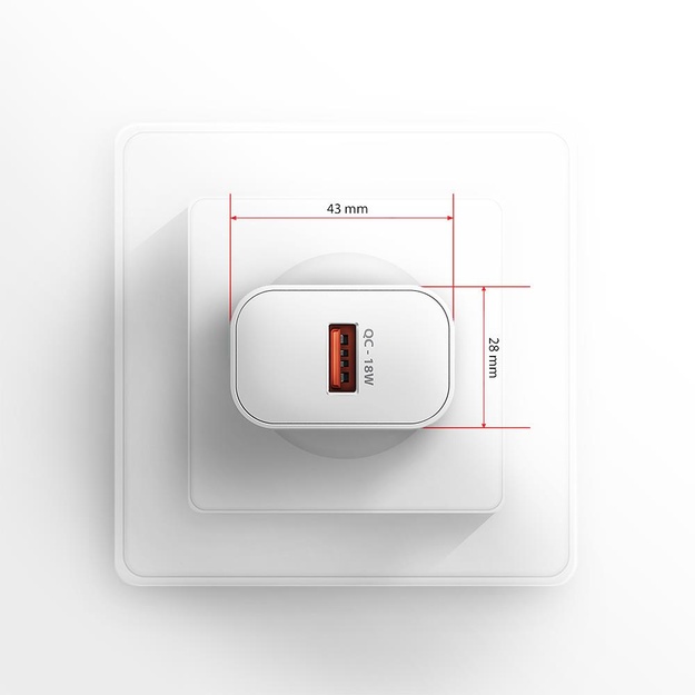 MOBILE CHARGER WALL USB 18W/1PORT WHITE ACU-QC18W AXAGON