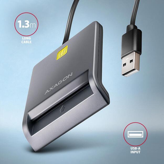 CARD READER FLAT SMARTCARD/ID/USB2.0 1.3M CRE-SM3T AXAGON 5