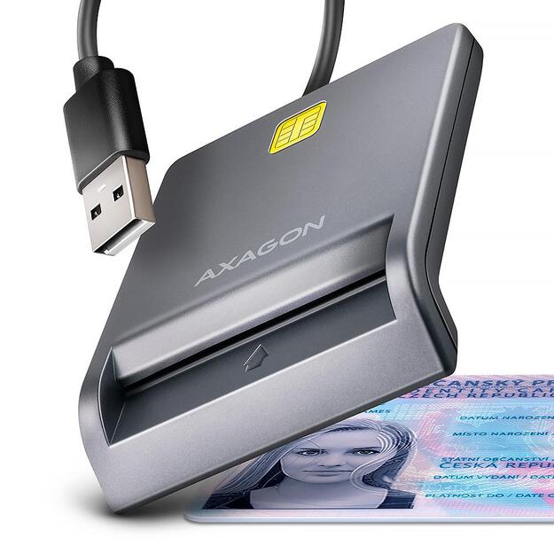 CARD READER FLAT SMARTCARD/ID/USB2.0 1.3M CRE-SM3T AXAGON 3