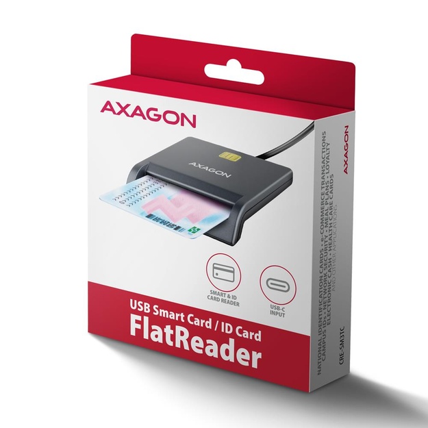 CARD READER FLAT SMARTCARD/ID/USB-C 1.3M CRE-SM3TC AXAGON