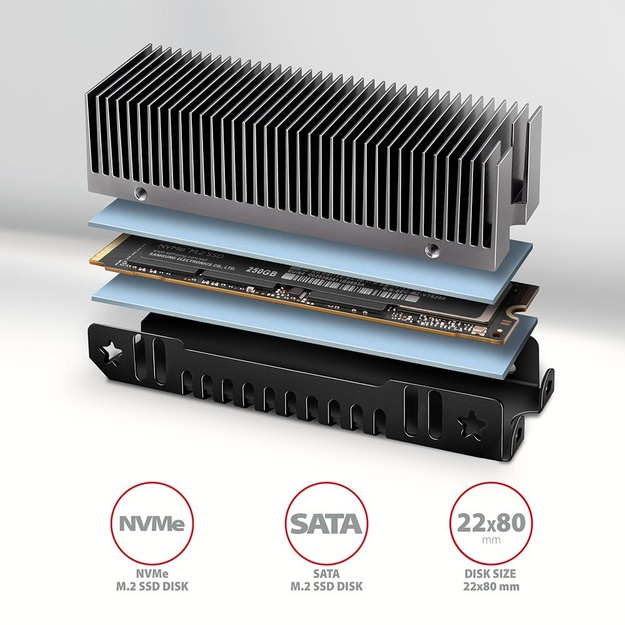 SSD ACC COOLER M.2 2280/24MM CLR-M2XT AXAGON