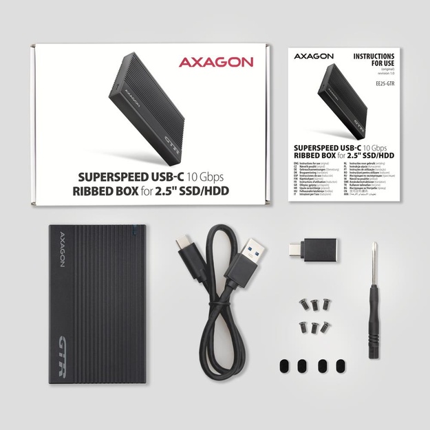 HDD ACC ENCLOSURE 2.5 /USB-C BLACK EE25-GTR AXAGON