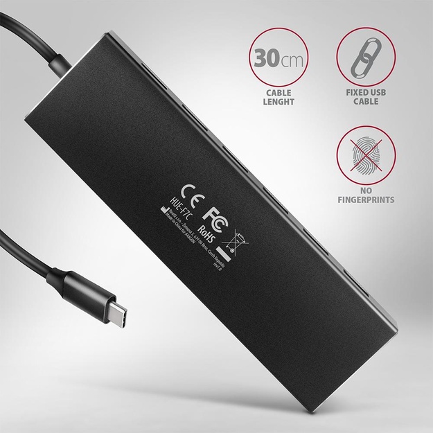 I/O HUB USB-C 7PORT FLAT/0.3M HUE-F7C AXAGON
