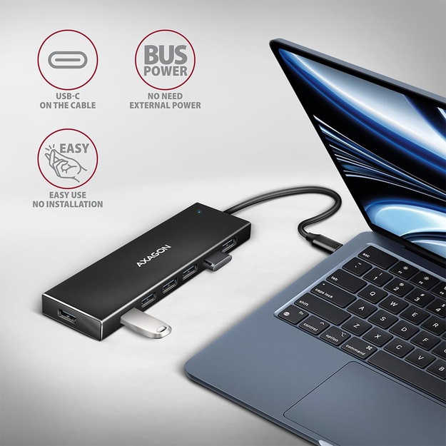 I/O HUB USB-C 7PORT FLAT/0.3M HUE-F7C AXAGON
