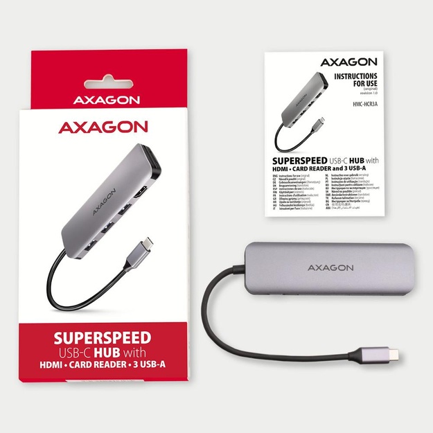 I/O HUB USB-C 5IN1/0.2M HMC-HCR3A AXAGON