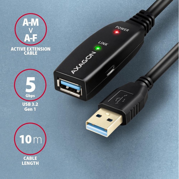 CABLE USB3.2 A-M/A-F ACTIVE/10M ADR-310 AXAGON