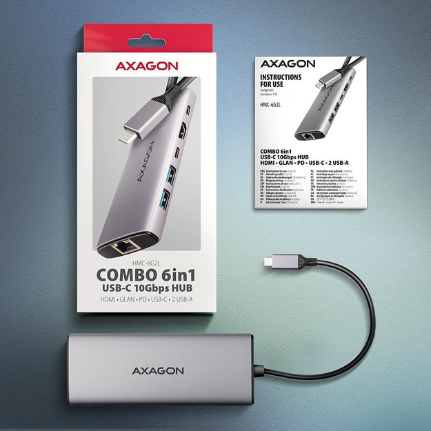 I/O HUB USB-C 6IN1 10GBPS/0.15M HMC-6G2L AXAGON