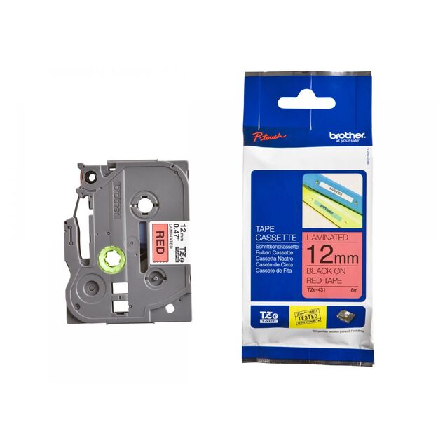 BROTHER TZE431 tape cassette 12mm 8m red black for P-touch 200 300 500 series