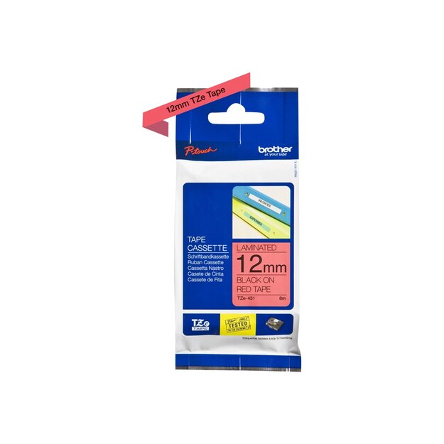 BROTHER TZE431 tape cassette 12mm 8m red black for P-touch 200 300 500 series