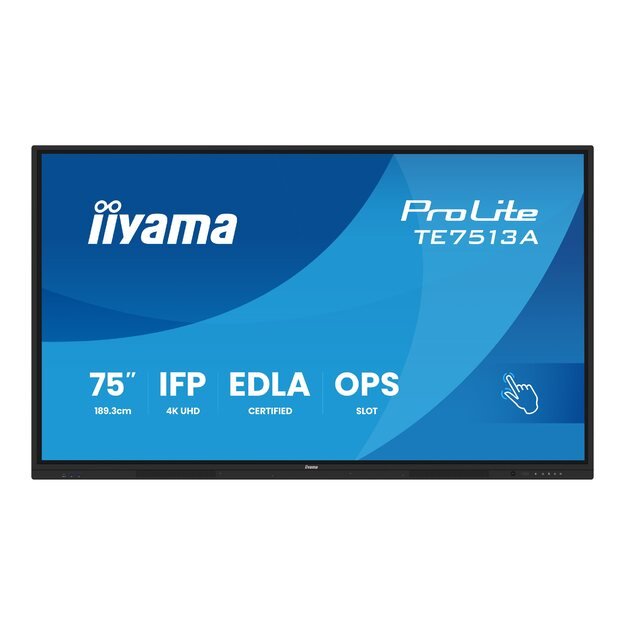 IIYAMA 75inch iiWare21E EDLA -Google-GMS-apps Android 14 8/128GB 40Points PureTouch IR+ with zero bonding 3840x2160 UHD IPS panel