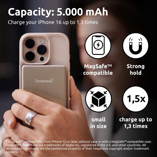 POWER BANK USB 5000MAH MAG/CHAMPAGNE 7344021 INTENSO