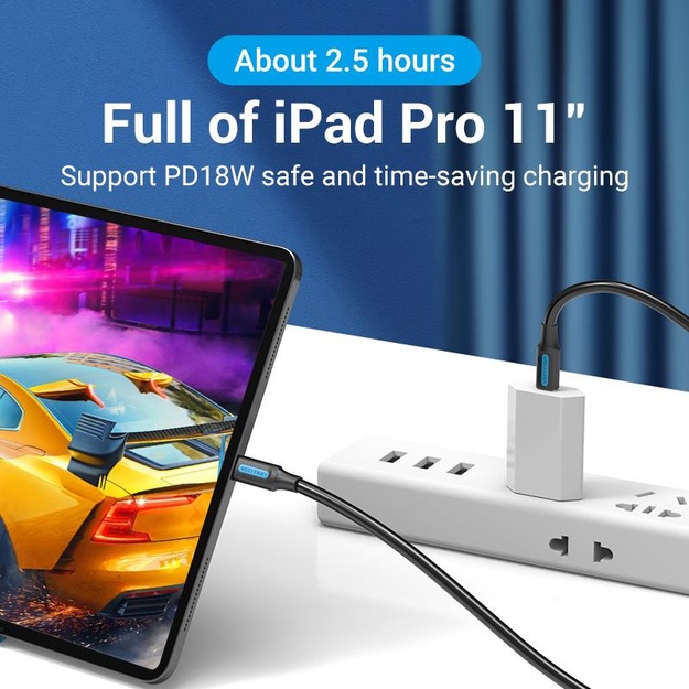 CABLE USB-C TO USB-C/1M BLACK COSBF VENTION