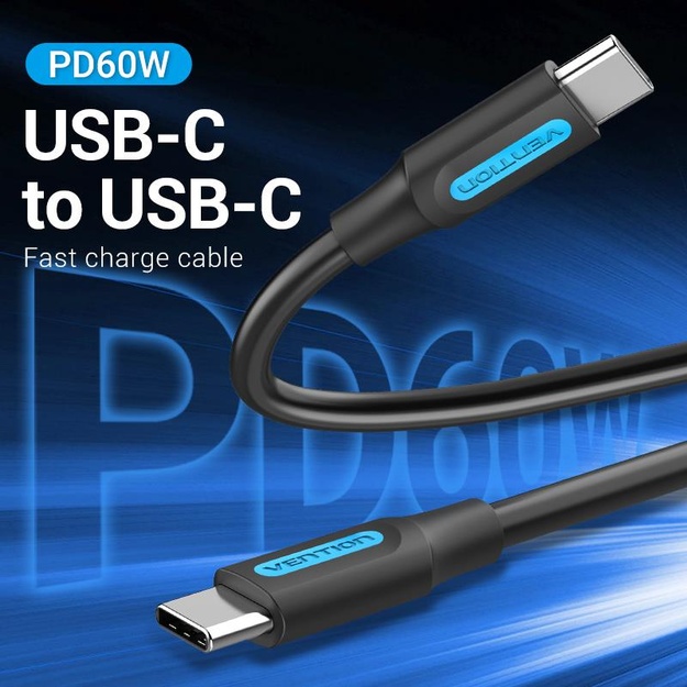 CABLE USB-C TO USB-C/1M BLACK COSBF VENTION