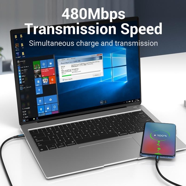 CABLE USB-C TO USB-C/1M BLACK COSBF VENTION