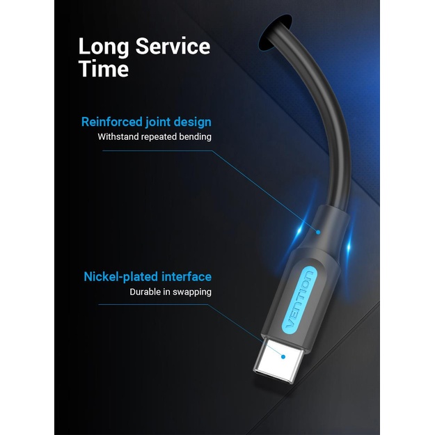 CABLE USB-C TO USB-C/1M BLACK COSBF VENTION