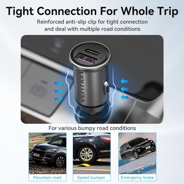 MOBILE CHARGER CAR USB/2P GRAY FFBH0 VENTION