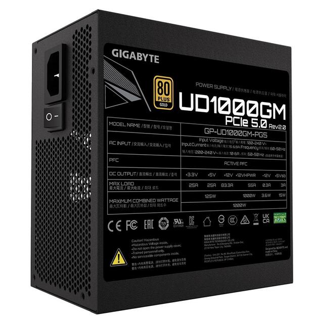 Power Supply|GIGABYTE|GP-UD1000GM|ATX 3.1|1000 Watts|Efficiency 80 PLUS GOLD|PFC Active|GP-UD1000GMPG5V2 5