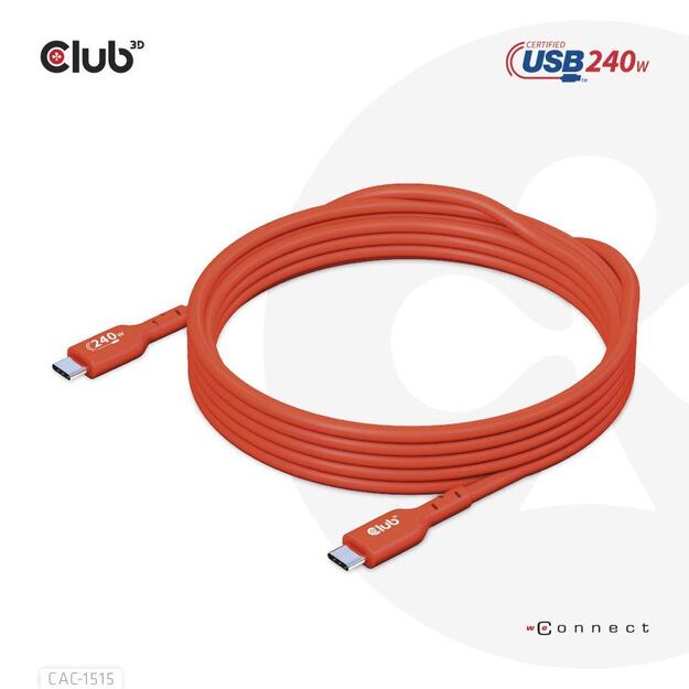 CABLE USB-C TO USB-C 4M/M/M CAC-1515 CLUB3D 2