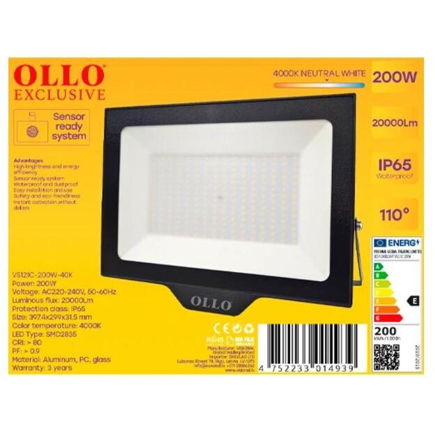 Lamp|OLLO|Power consumption 200 Watts|Luminous flux 20000 Lumen|4000 K|AC220-240V|Beam angle 110 degrees|VS121C-200W-40K 1
