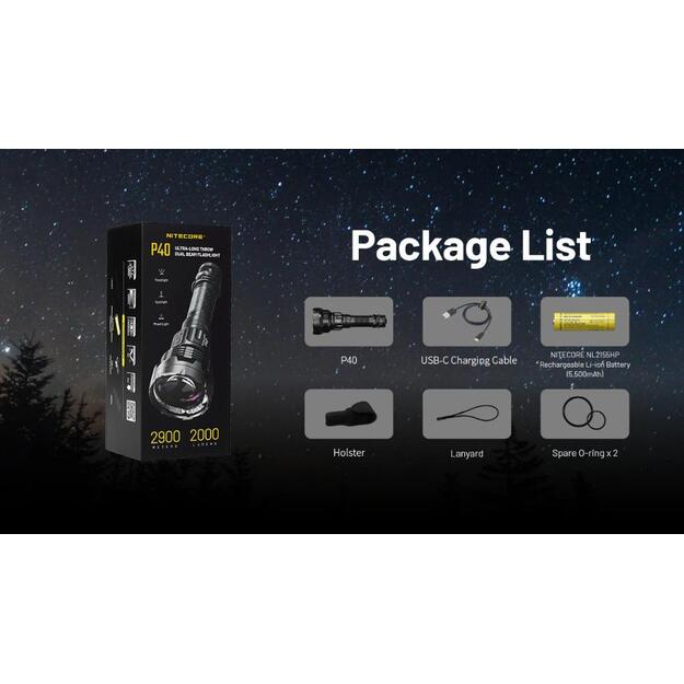 FLASHLIGHT LEP ULTRA-LONG/2000 LUMENS P40 NITECORE 5