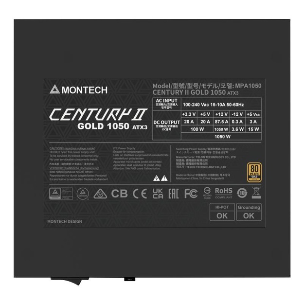 Power Supply|MONTECH|CENTURY II|ATX|1050 W|CENTURYII1050