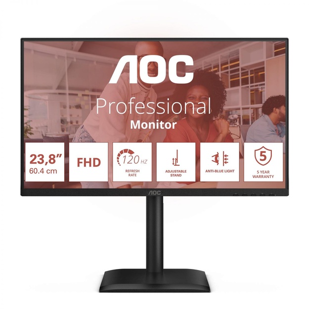 AOC 24E4U 23.8inch FHD IPS 120Hz 4ms 300cd/m2 D-Sub HDMI DP HUB USB PIVOT