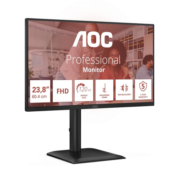 AOC 24E4U 23.8inch FHD IPS 120Hz 4ms 300cd/m2 D-Sub HDMI DP HUB USB PIVOT