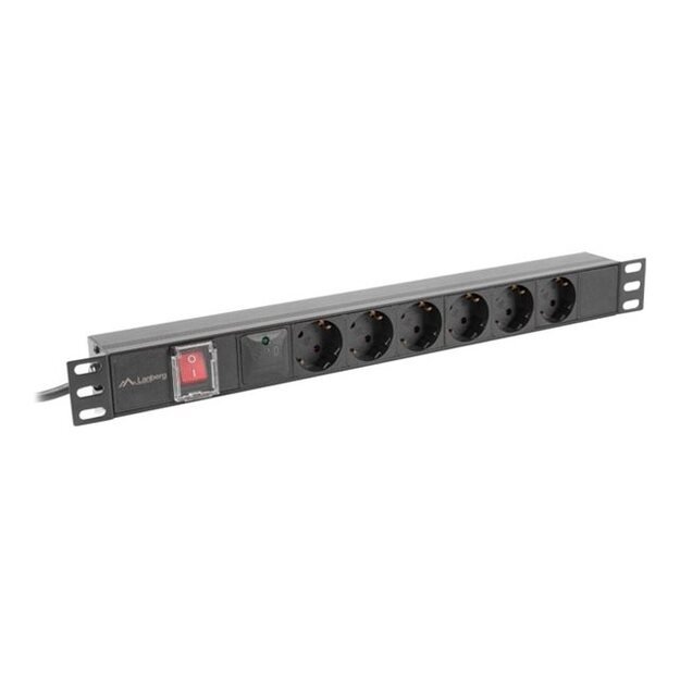 LANBERG PDU-06F-0200-BK Power Distrubution Unit PDU 19inch 1U 16A 2m 6x Schuko outlets black