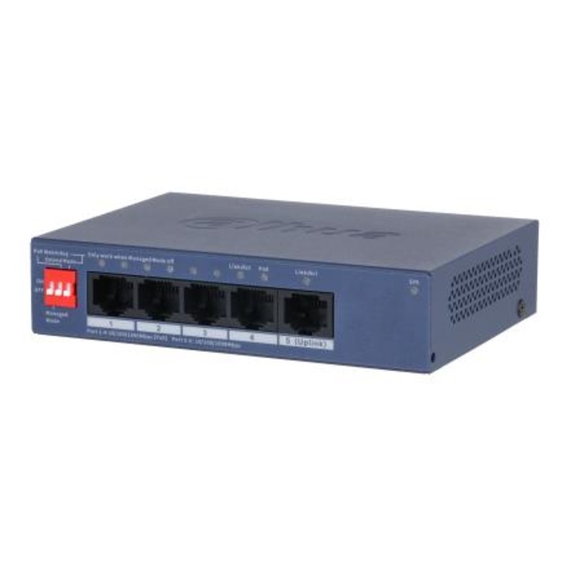 Switch|DAHUA|CS4005-4GT-36|Switch type Managed|Switch layer L2|Form factor Desktop/Wall-Mounting|5xRJ-45 ports|RJ-45 Ports Type Gigabit Ethernet (10/100/1000)|5xGigabit Ethernet (copper) ports quantity|Power over Ethernet (PoE) Yes|4xPower over Ethernet (