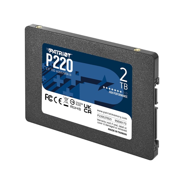 SSD|PATRIOT|P220|2TB|SATA|Write speed 500 MBytes/sec|Read speed 550 MBytes/sec|2,5 |TBW 960 TB|P220S2TB25