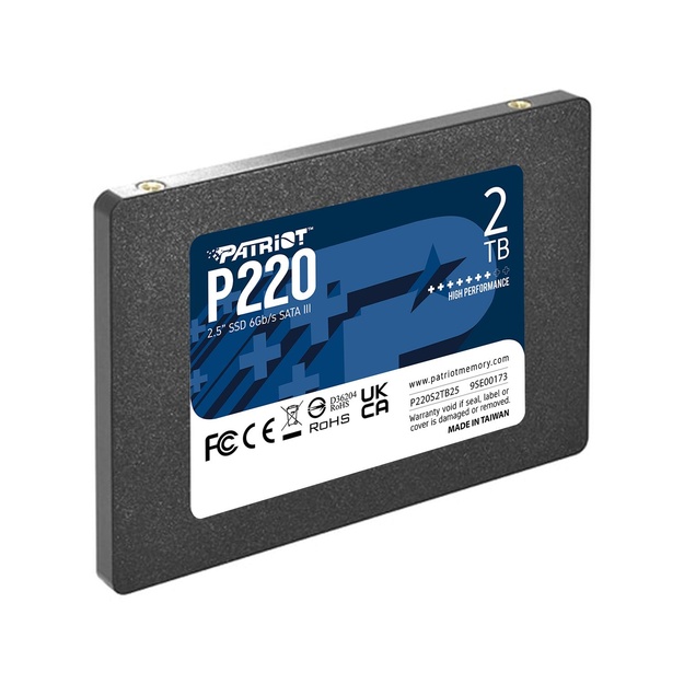 SSD|PATRIOT|P220|2TB|SATA|Write speed 500 MBytes/sec|Read speed 550 MBytes/sec|2,5 |TBW 960 TB|P220S2TB25