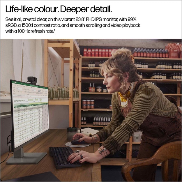LCD Monitor|HP|23.8  |1920 x 1080 pixels|Full HD|Native aspect ratio 16:9|LCD|Flat|B11W5AT
