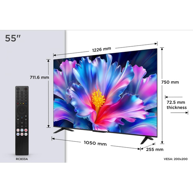 TV Set|TCL|55  |4K Ultra HD|3840 x 2160 pixels|Flat|16:9|QLED|55P6L