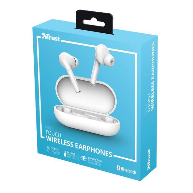 Ausinės vidinės belaidės HEADSET NIKA TOUCH BLUETOOTH/WHITE 23705 TRUST