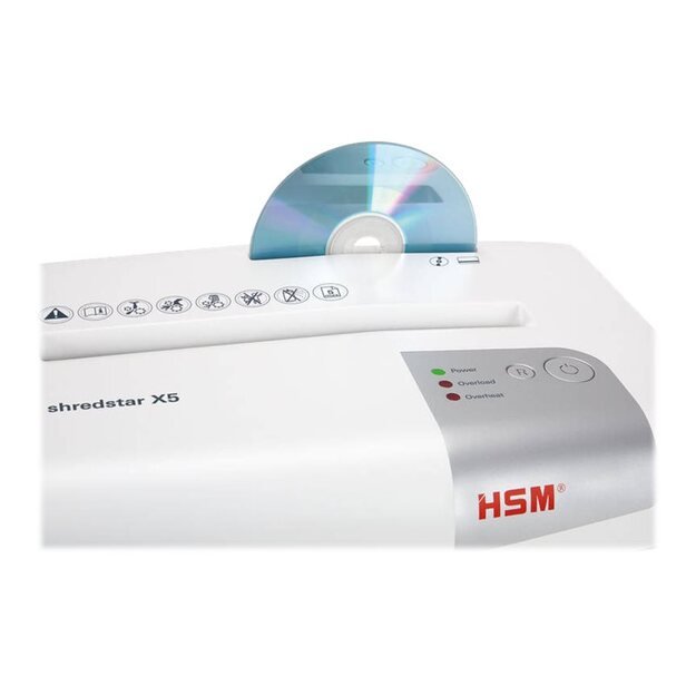 Popieriaus smulkintuvas HSM 1043121 HSM Shredstar X5 - cross cut 4,0x35mm/ 5 sheets 80 g/ 18 l bin/ P-4