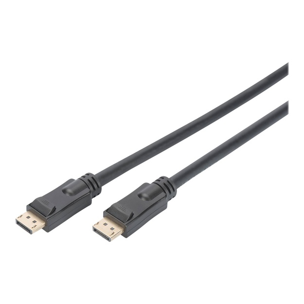 ASSMANN Displayport connection cable DP w/ amp. M/M 20.0m w/interlock Ultra HD 4K DP 1.2 CE bl gold