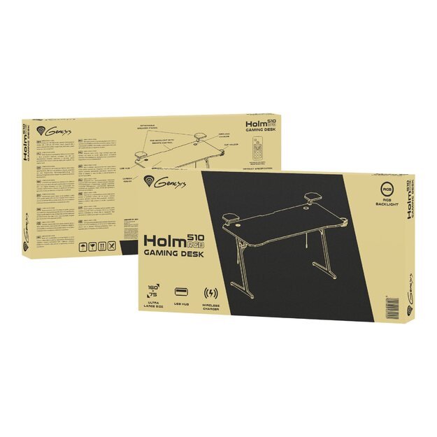 Žaidimų stalas  NATEC Genesis Gaming desk Holm 510 RGB 160X75 40