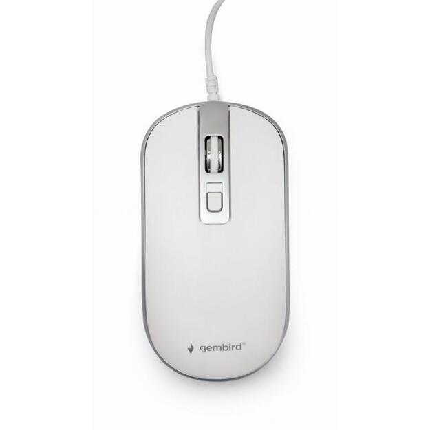 Kompiuterinė pelė laidinė MOUSE USB OPTICAL WHITE/SILVER/MUS-4B-06-WS GEMBIRD