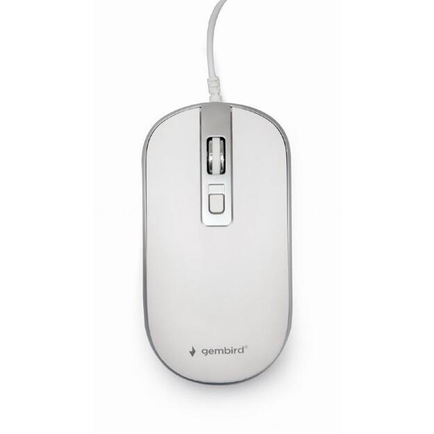 Kompiuterinė pelė laidinė MOUSE USB OPTICAL WHITE/SILVER/MUS-4B-06-WS GEMBIRD 3
