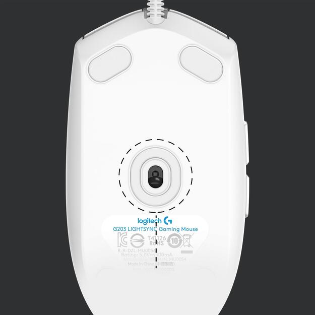 Kompiuterinė pelė laidinė MOUSE USB OPTICAL G203/WHITE 910-005797 LOGITECH