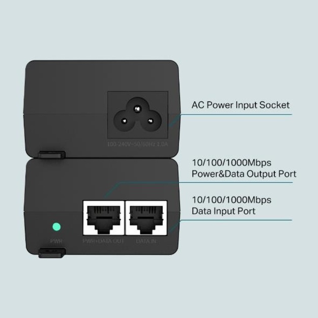PoE+ maitinimo šaltinis injector TL-POE160S TP-LINK
