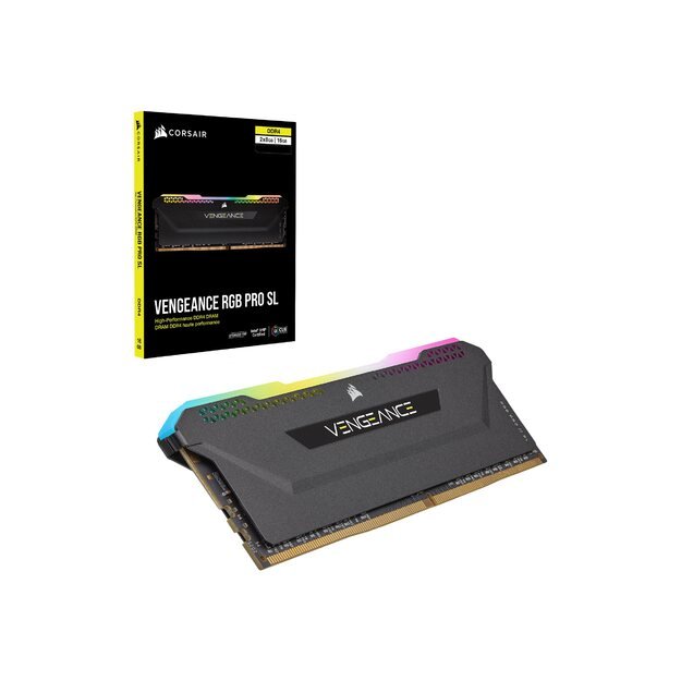Operatyvioji atmintis (RAM) CORSAIR DDR4 16GB 2x8GB 3600Mhz DIMM CL18 VENGEANCE RGB PRO SL Black 1.35V XMP 2.0