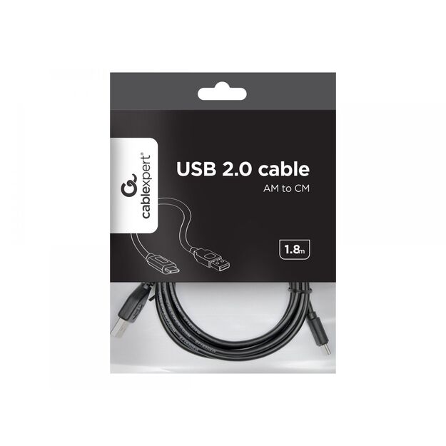 GEMBIRD CCP-USB2-AMCM-6 Gembird USB 2.0 AM cable to type-C (AM/CM), 1.8m, black 5