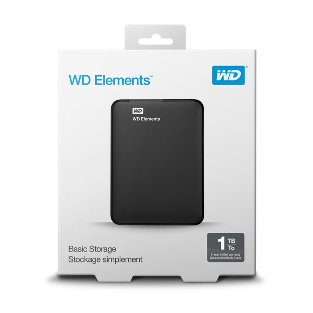 Išorinis kietasis diskas HDD |WESTERN DIGITAL|Elements Portable|1TB|USB 3.0|Colour Black|WDBUZG0010BBK-WESN