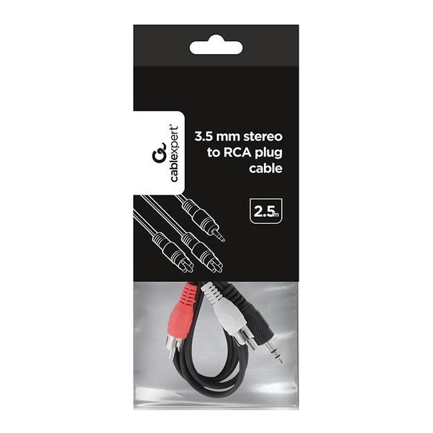 Audio adapteris 3.5MM TO 2RCA 2.5M/CCA-458-2.5M GEMBIRD